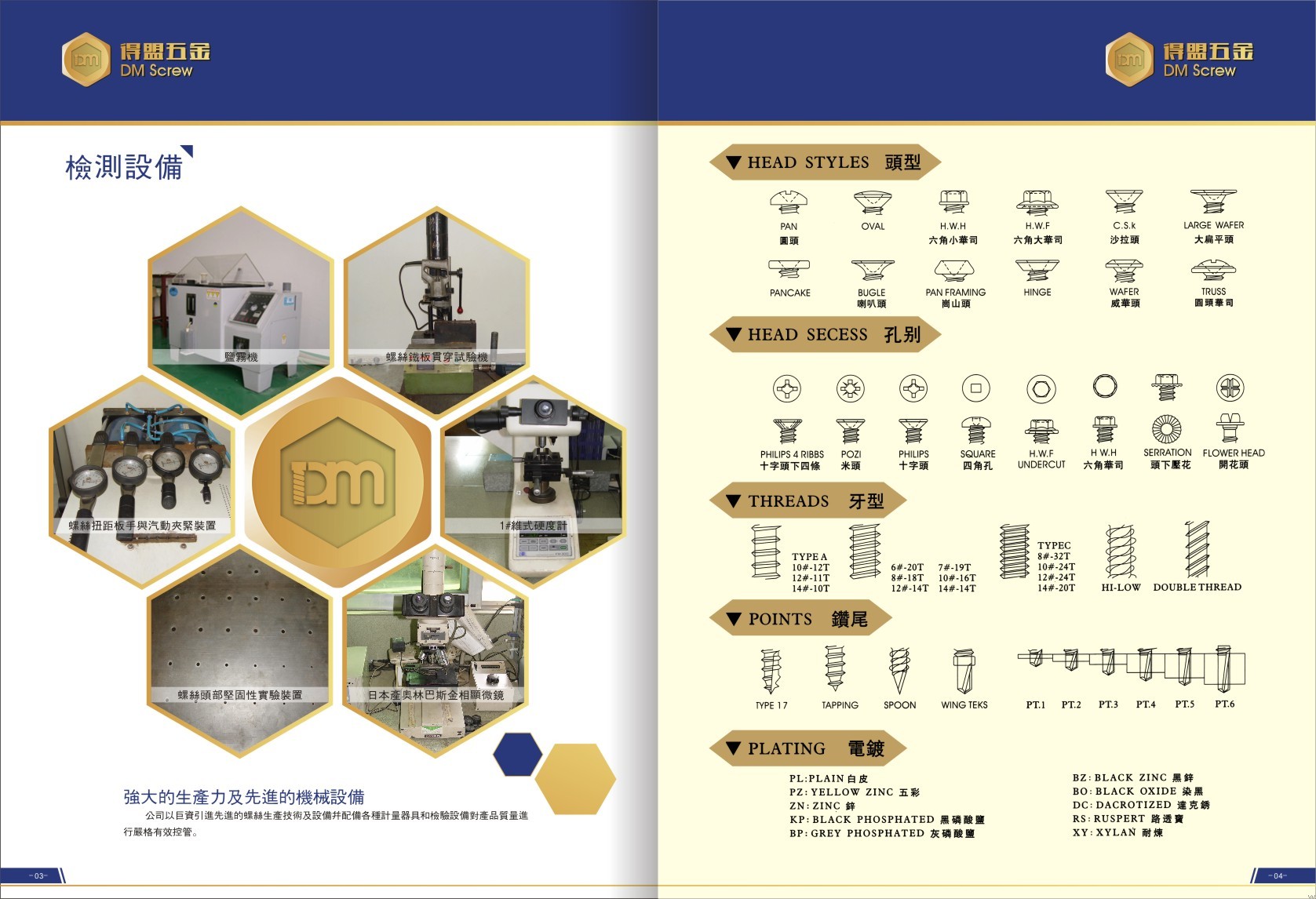 Drive & Head Styles_Yangjiang DM Screw Hardware Products Co., Ltd._Product_Tools and Data_得盟五金_鑽尾螺丝_自攻螺丝_机牙螺丝_特殊螺丝_超长螺丝_组合螺丝_其它螺丝_钻尾螺丝_自攻螺丝_钻尾丝
